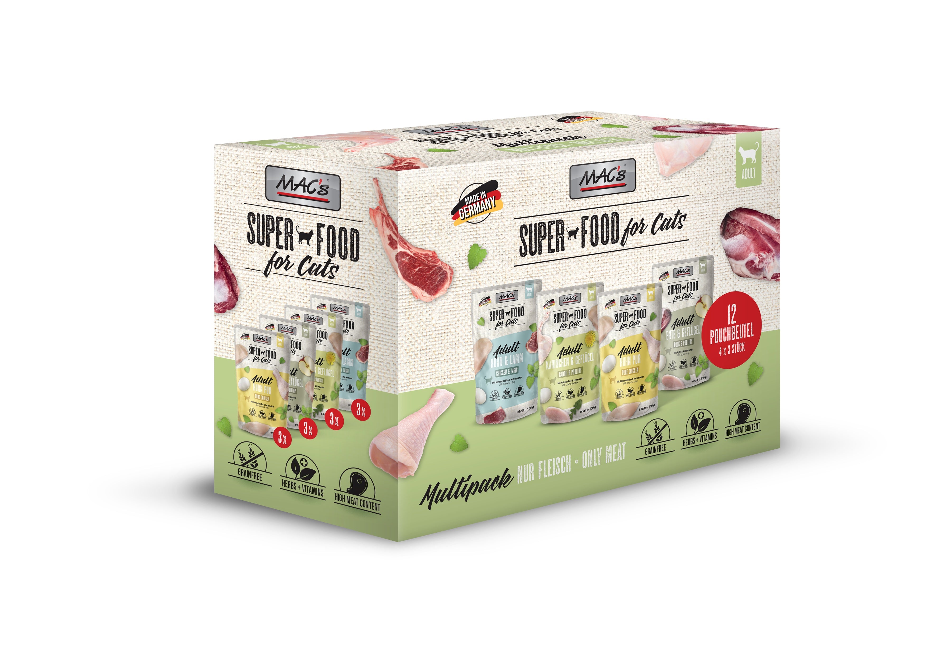 MAC's Cat Pouch Pack Multipack Fleisch 12x100g