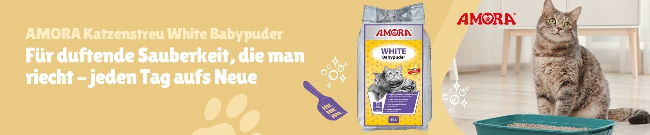 AMORA Katzenstreu White Babypuder