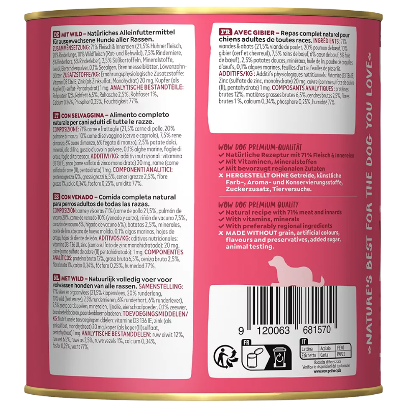 Wow Dog Dose Adult Wild 800g