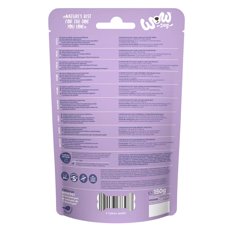 Wow Dog Superfood Soft Bar Lamm mit Roter Rübe 150g
