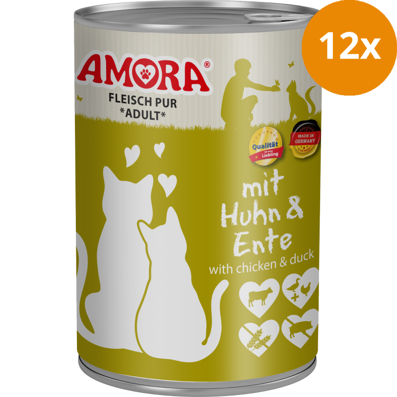 AMORA Fleisch Pur Adult Huhn & Ente 12 x 400 g