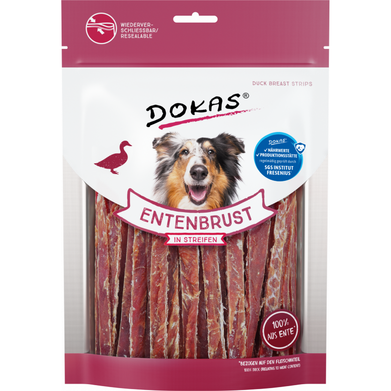 DOKAS Entenbrust in Streifen 250 g | Hundesnack