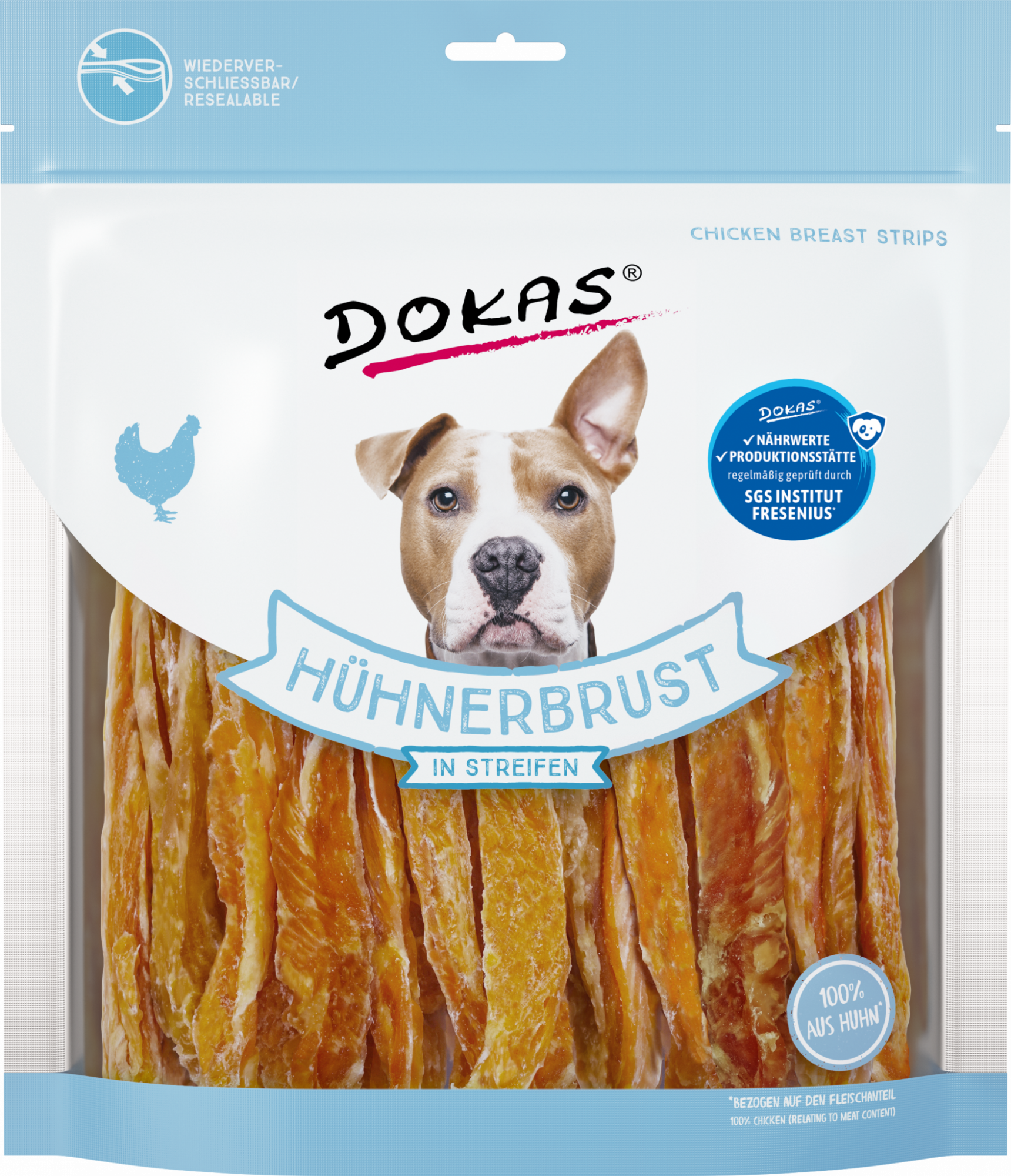 DOKAS Hühnerbrust in Streifen 500 g | Hundesnack
