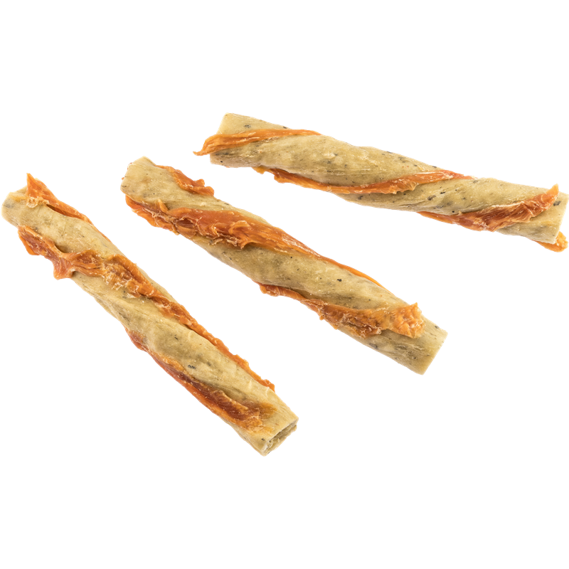 DOKAS Kau-Twister Rinderhaut, Pansen & Hühnerbrust 200 g | Hundesnack