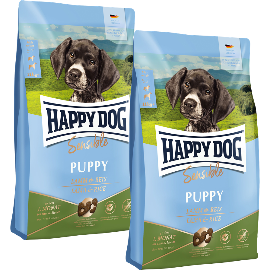 Sparpaket Happy Dog Sensible Puppy Lamm & Reis 2 x 4 kg