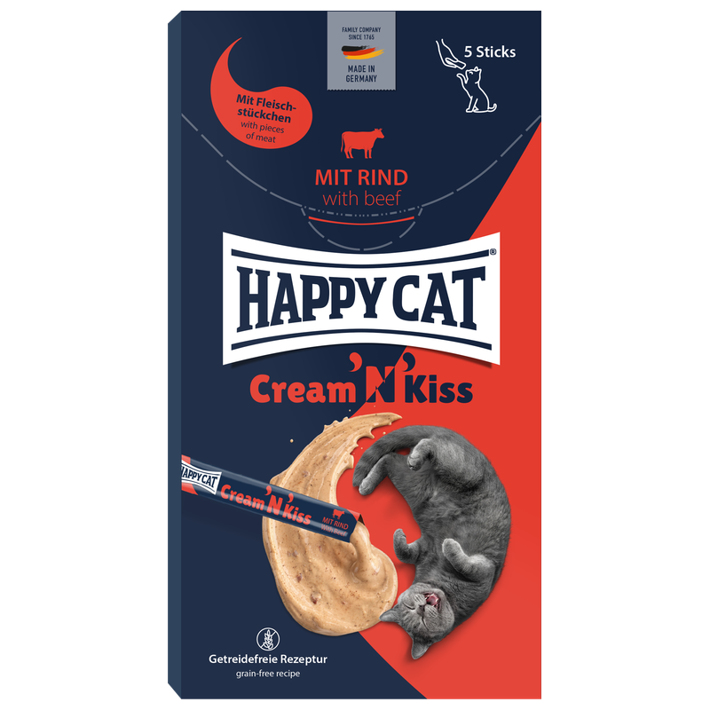 Happy Cat Cream 'N' Kiss Snack mit Rind 80 g