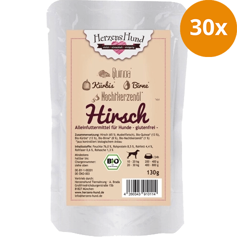 HerzensHund Hirsch mit Bio Gemüse 130 g
