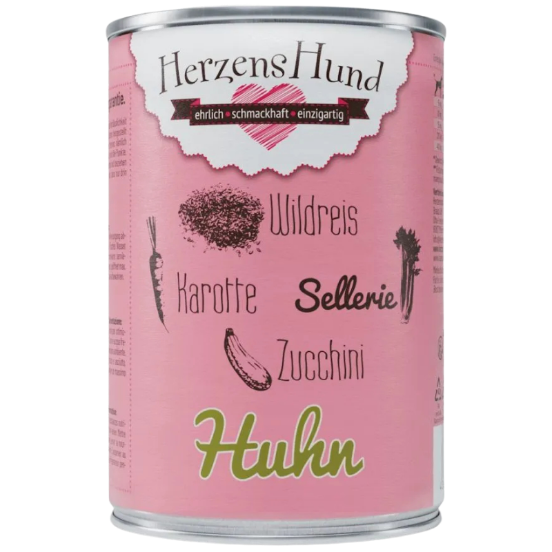 Herzenshund Huhn mit Wildreis, Karotte, Sellerie, Zucchini, Leinöl 400 g