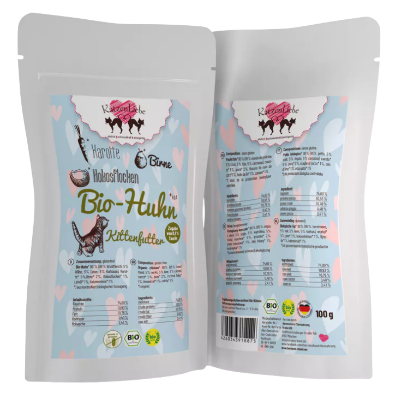Katzenliebe Kitten Bio-Huhn mit Bio-Karotte PB 100 g