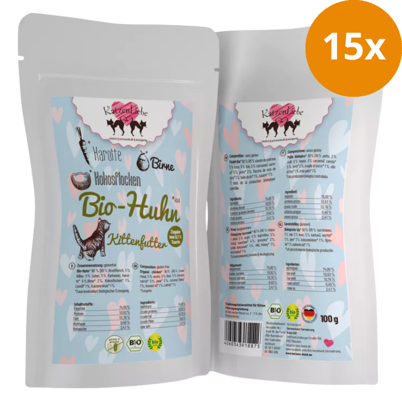 Katzenliebe Kitten Bio-Huhn mit Bio-Karotte PB 100 g