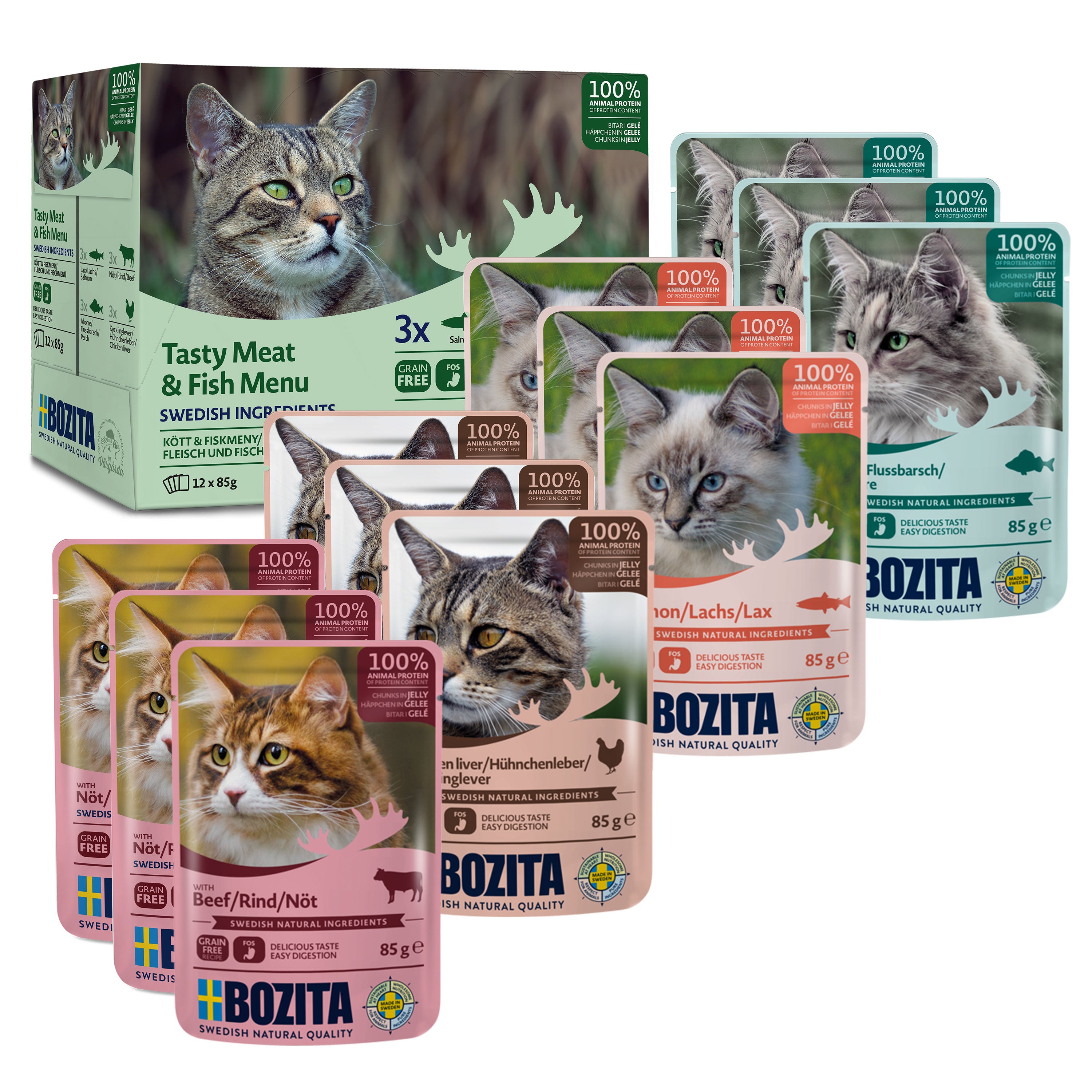 Bozita Fisch & Fleisch Häppchen in Gelee Multibox