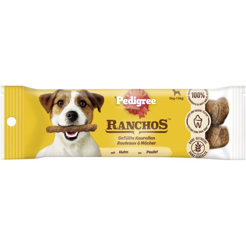 Pedigree Ranchos Beutel Gefüllte Kaurollen Mini mit Huhn 80g