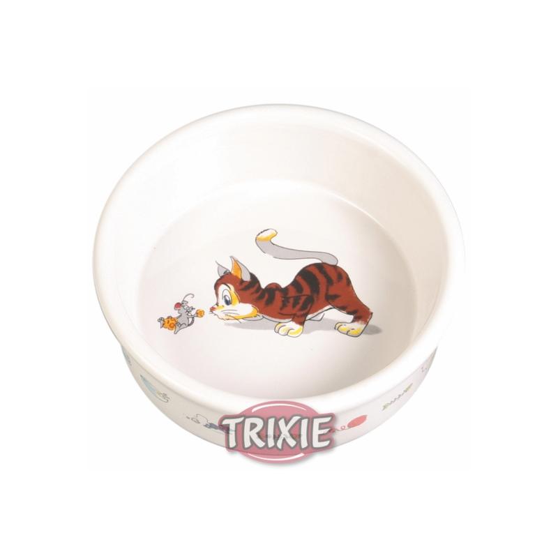 Trixie Napf mit Motiv, Katze, Keramik, weiß