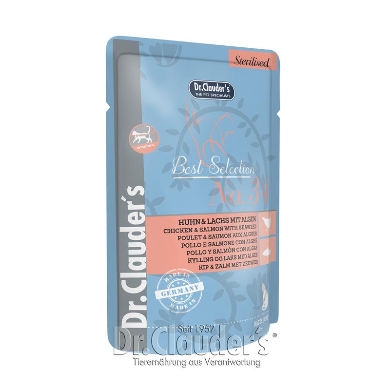 Dr. Clauders Cat PB Best Selection Adult Sterilized No 34  Huhn & Lachs mit Algen 85g