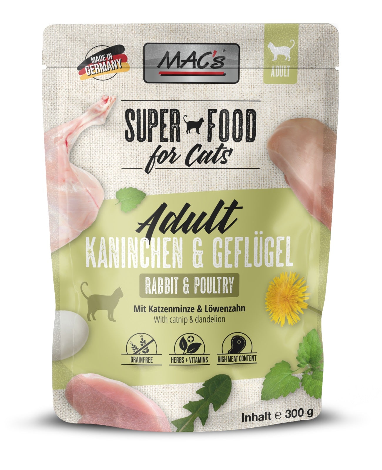 MACs Cat Pouch Kaninchen & Geflügel 300g