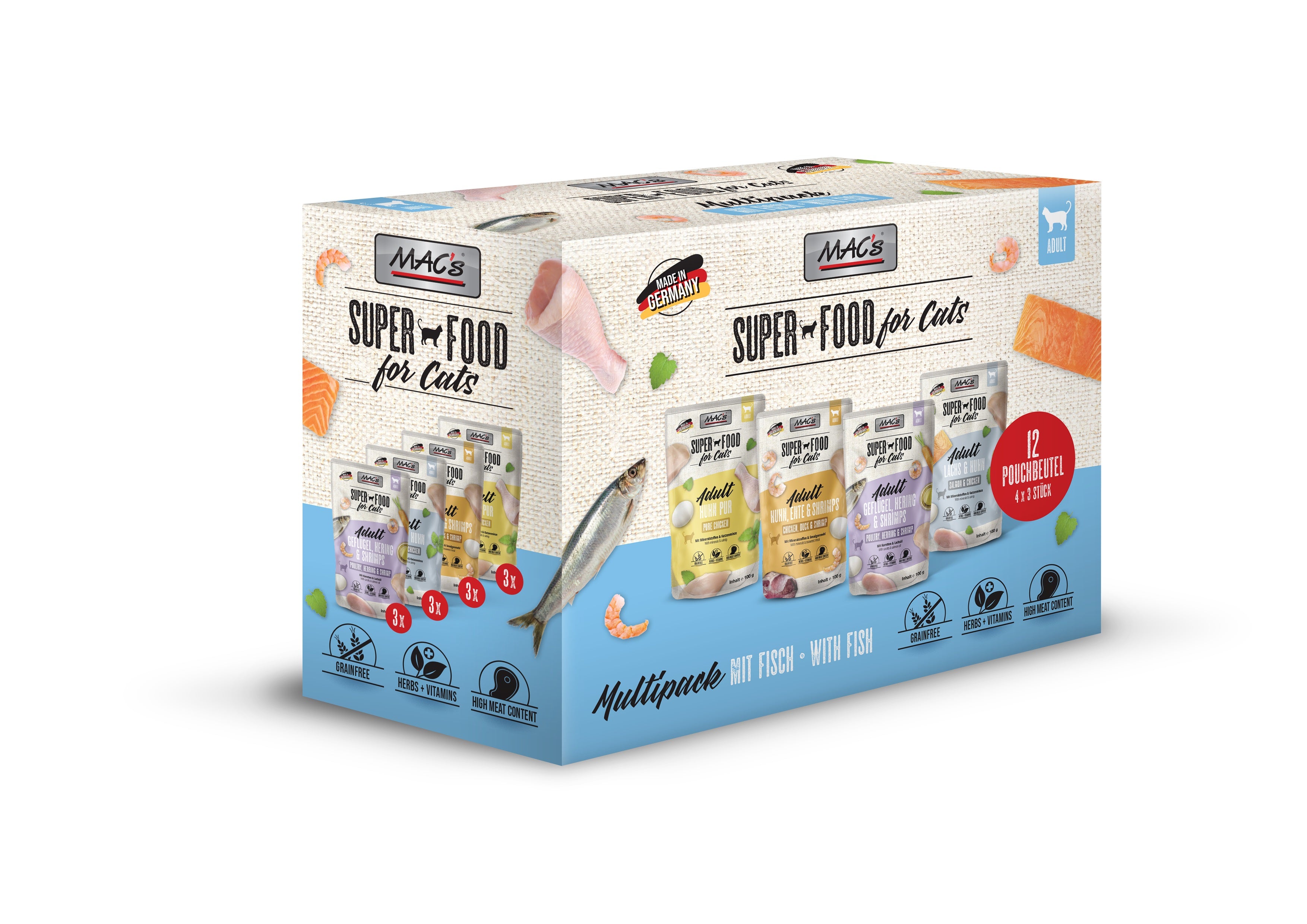 MAC's Cat Pouch Pack Multipack Fisch 12x100g