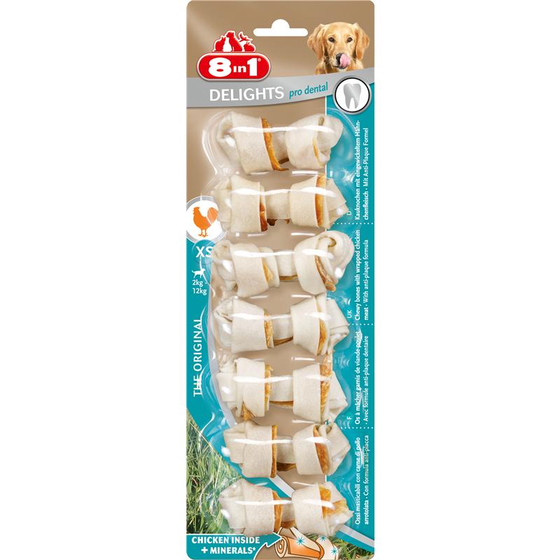 8in1 Delights Kauknochen Pro Dental Chicken XS 7 Stück