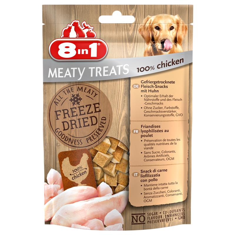 8in1 Leckerlis Gefriergetrocknete Würfel 100 % Hähnchenfleisch  50g
