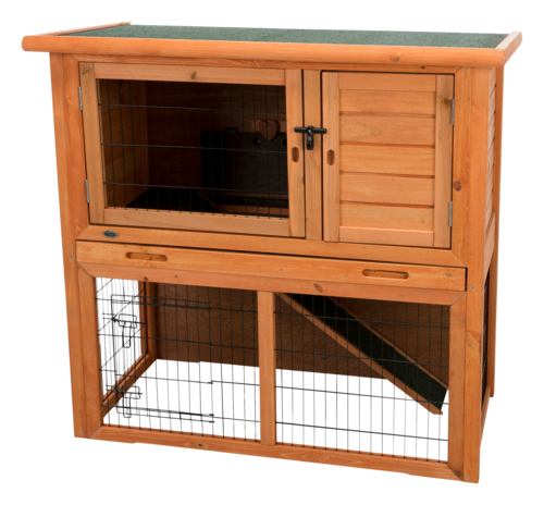 Meerschweinchenstall mit Freilauf braun - 104 × 97 × 52 cm