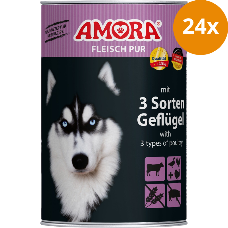 AMORA Fleisch Pur Hund Adult 3 Sorten Geflügel 400 g