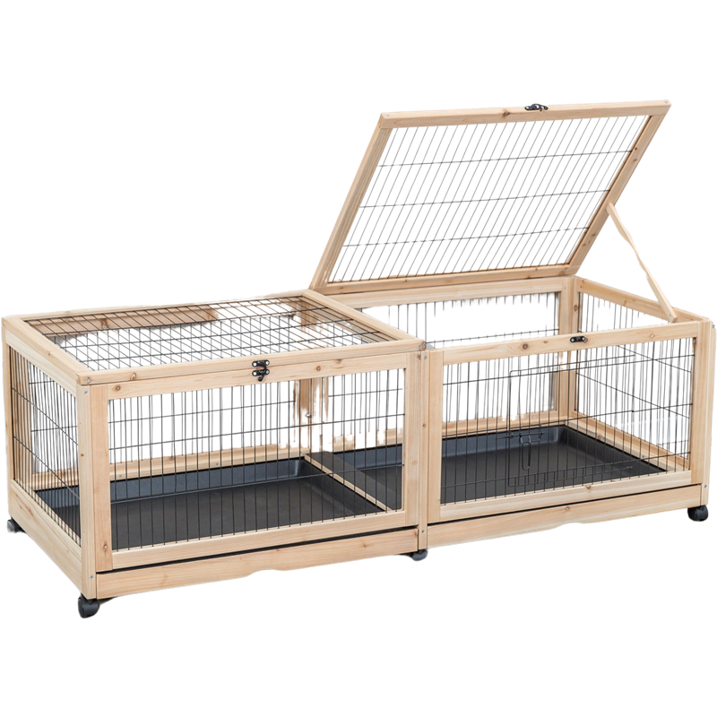 Indoor Gehege, Meerschw./Kaninchen, Holz/Metall - 150 × 50 × 60 cm