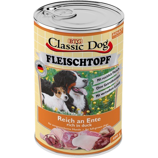 BTG Classic Dog Fleischtopf Pur Reich an Ente 400 g