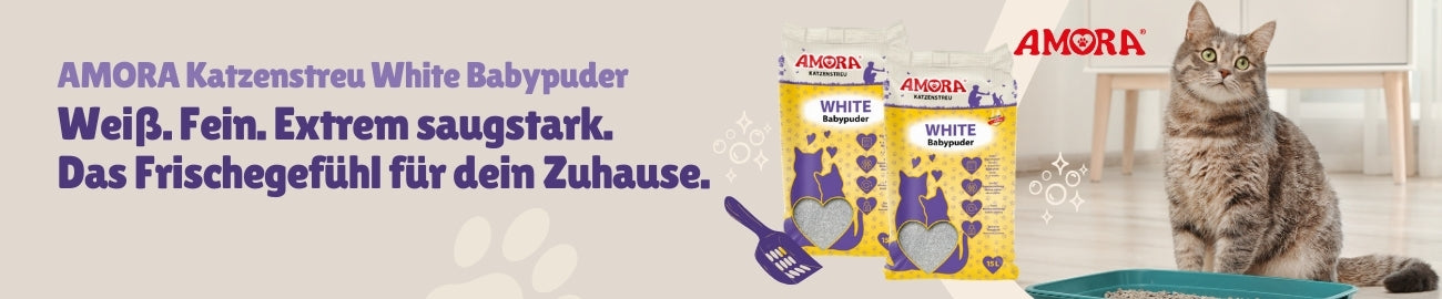 AMORA Katzenstreu White Babypuder