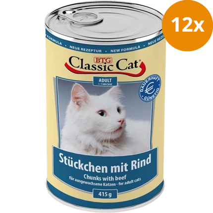 BTG Classic Cat Dose Stückchen mit Rind 415 g