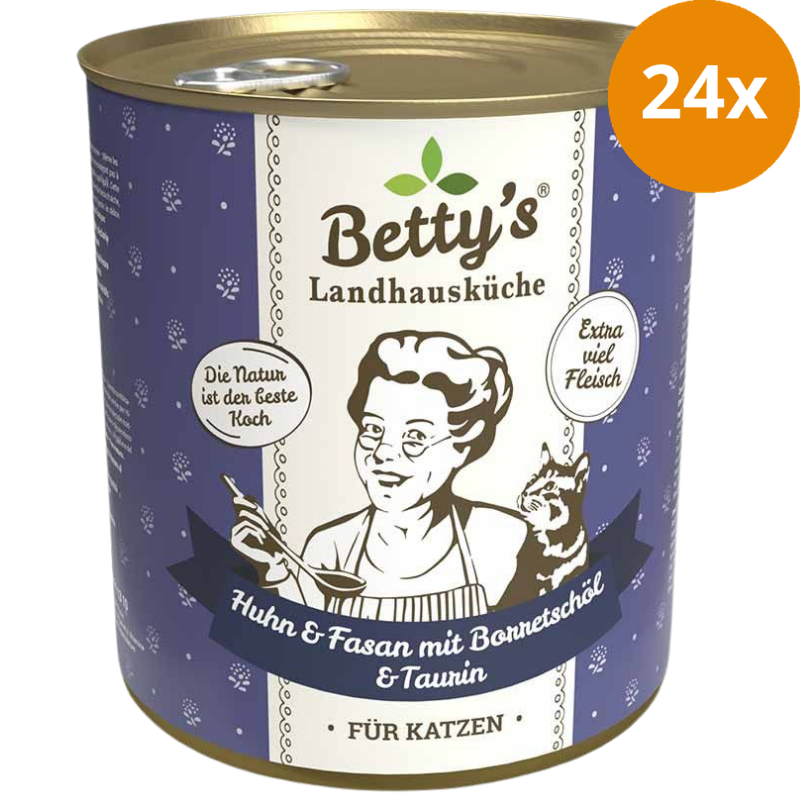 Bettys Landhausküche Katze Dose Huhn & Fasan mit Borretschöl 800 g