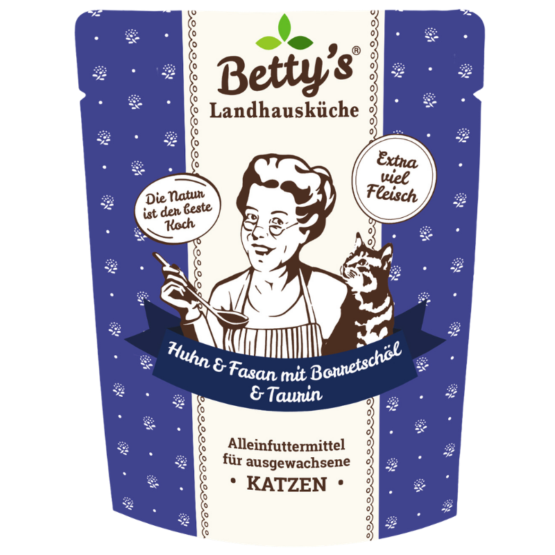 Bettys Landhausküche P.B. Katze Huhn & Fasan mit Borretschöl 250 g
