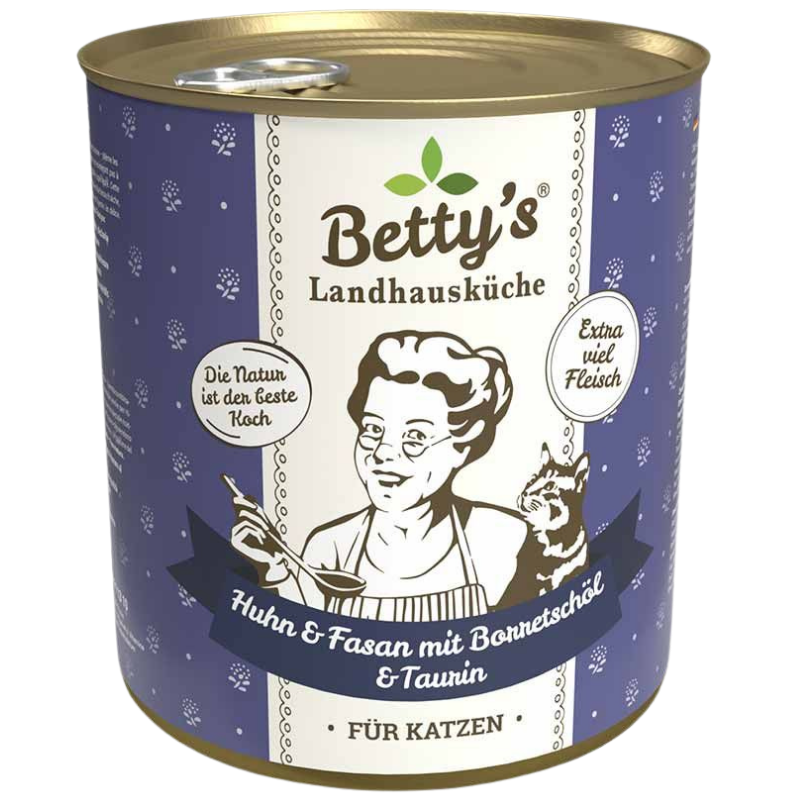 Bettys Landhausküche Katze Dose Huhn & Fasan mit Borretschöl 800 g