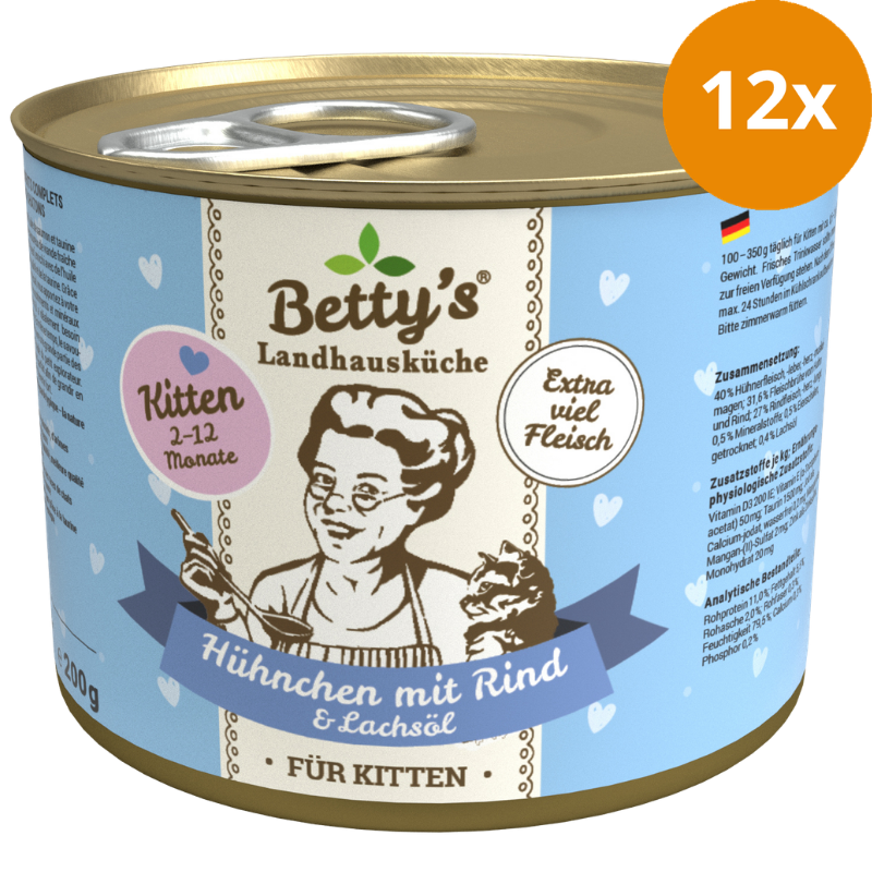 Bettys Landhausküche Katze Dose Kitten Hühnchen mit Rind 200 g