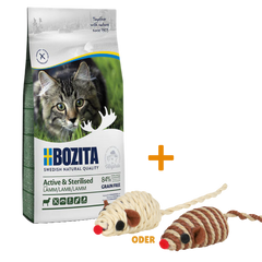 Bozita Active & Sterilised Getreidefrei Lamm 10 kg + GRATIS TRIXIE Spielmaus