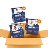 Bozita Happen 24 x 370 g – Probiermix in Gelee: Pute, Rentier & Hühnchen