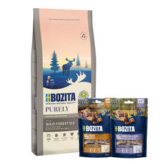 Bozita Dog Purely Puppy & Junior Large mit Elch 11 kg & 2 x GRATIS Bozita Snacks (Ente, Hirsch)