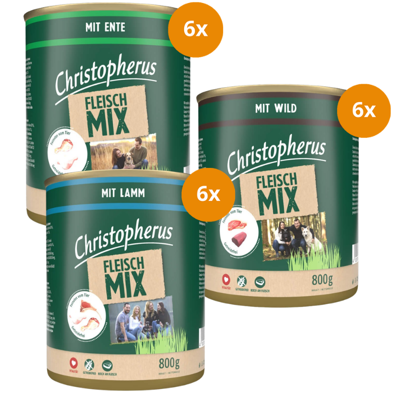 Christopherus Kombipaket 800 g – Fleischmix Ente, Lamm & Wild