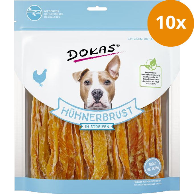 DOKAS Hühnerbrust in Streifen 500 g | Hundesnack