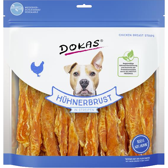 DOKAS Hühnerbrust in Streifen 900 g | Hundesnack