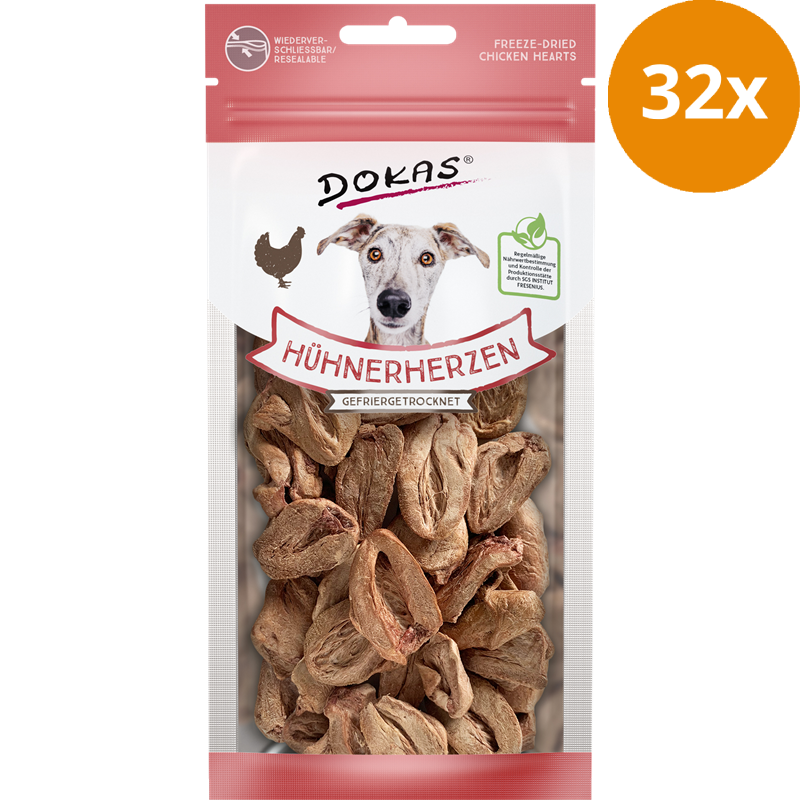 DOKAS Hühnerherzen gefriergetrocknet 22 g | Hundesnack