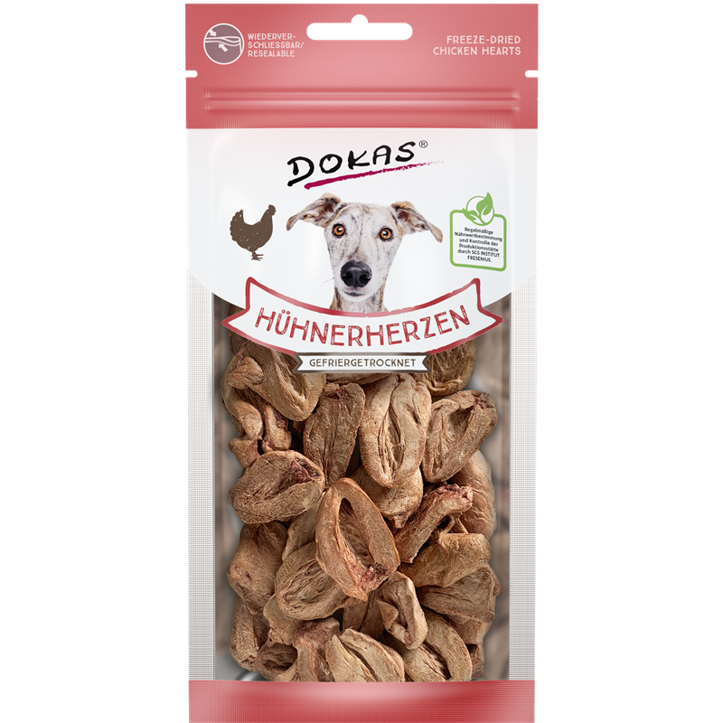 DOKAS Hühnerherzen gefriergetrocknet 22 g | Hundesnack