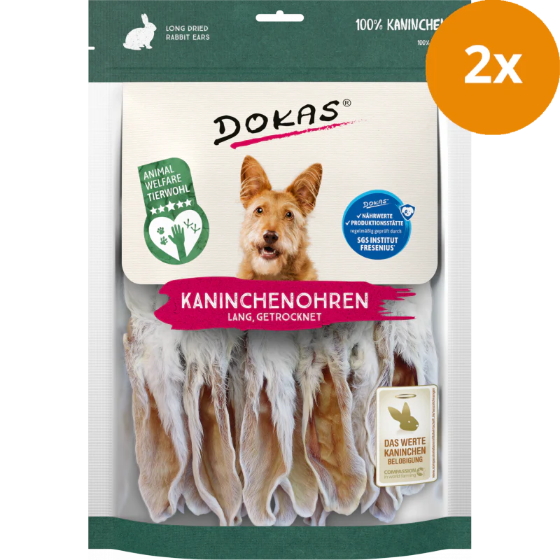 DOKAS Kaninchenohren 180 g | Hundesnack