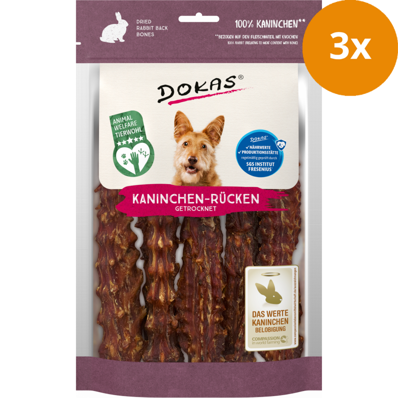 DOKAS Kaninchenrücken 120 g | Hundesnack