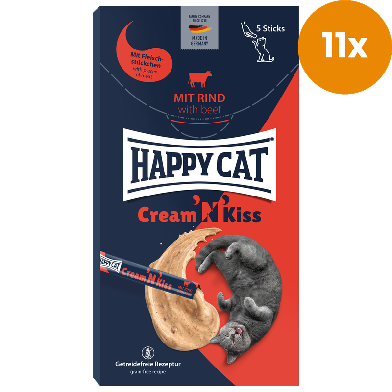 Happy Cat Cream 'N' Kiss Snack mit Rind 80 g