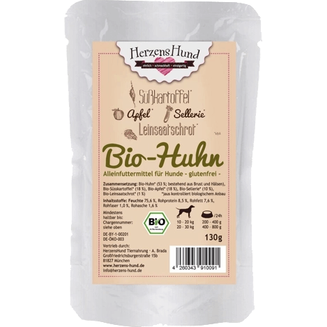 HerzensHund Bio Huhn mit Bio Gemüse 130 g