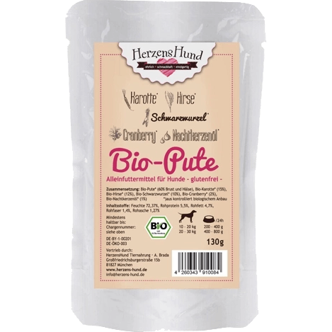 HerzensHund Bio Pute mit Bio Gemüse 130 g