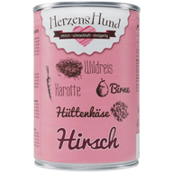 Herzenshund Hirsch mit Wildreis, Karotte, Birne, Hüttenkäse, Leinöl 400 g
