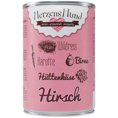 Herzenshund Hirsch mit Wildreis, Karotte, Birne, Hüttenkäse, Leinöl 400 g