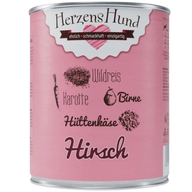 Herzenshund Hirsch mit Wildreis, Karotte, Birne, Hüttenkäse, Leinöl 800 g