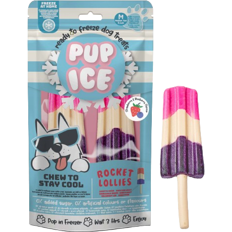 Imaginelles Pup Ice Dog Snack Rocket Lollies Strawberry & Blueberry M