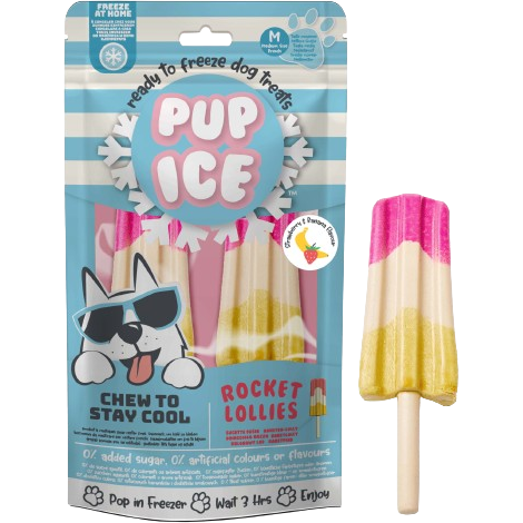 Imaginelles Pup Ice Dog Snack Rocket Lollies Strawberry & Banana M